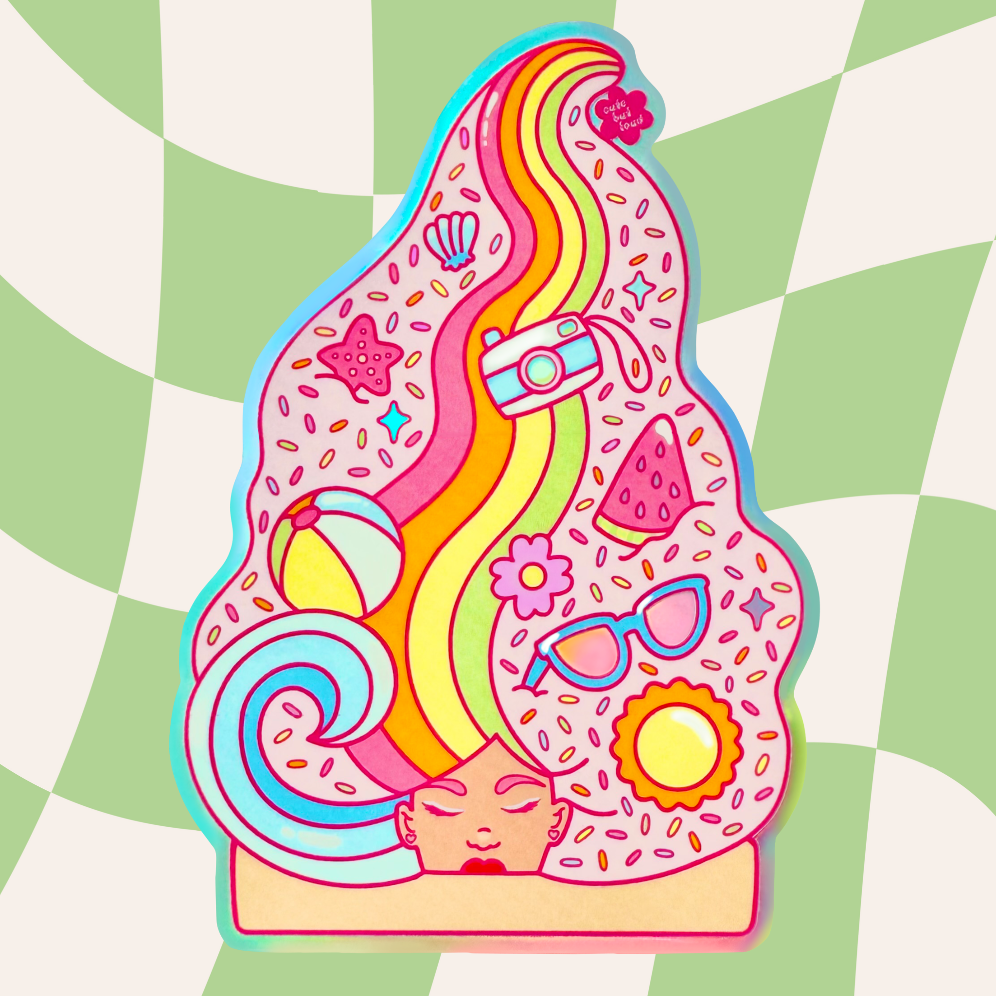 Holographic Sticker Ice Cream Swirl