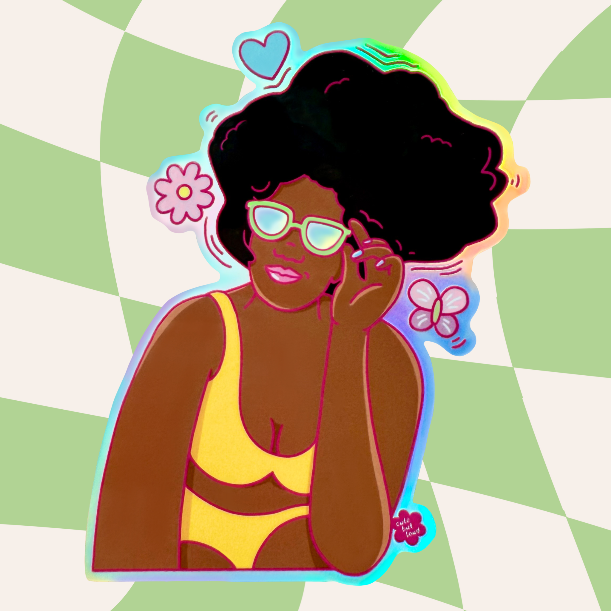 Holographic Sticker Bikini Beach Babe
