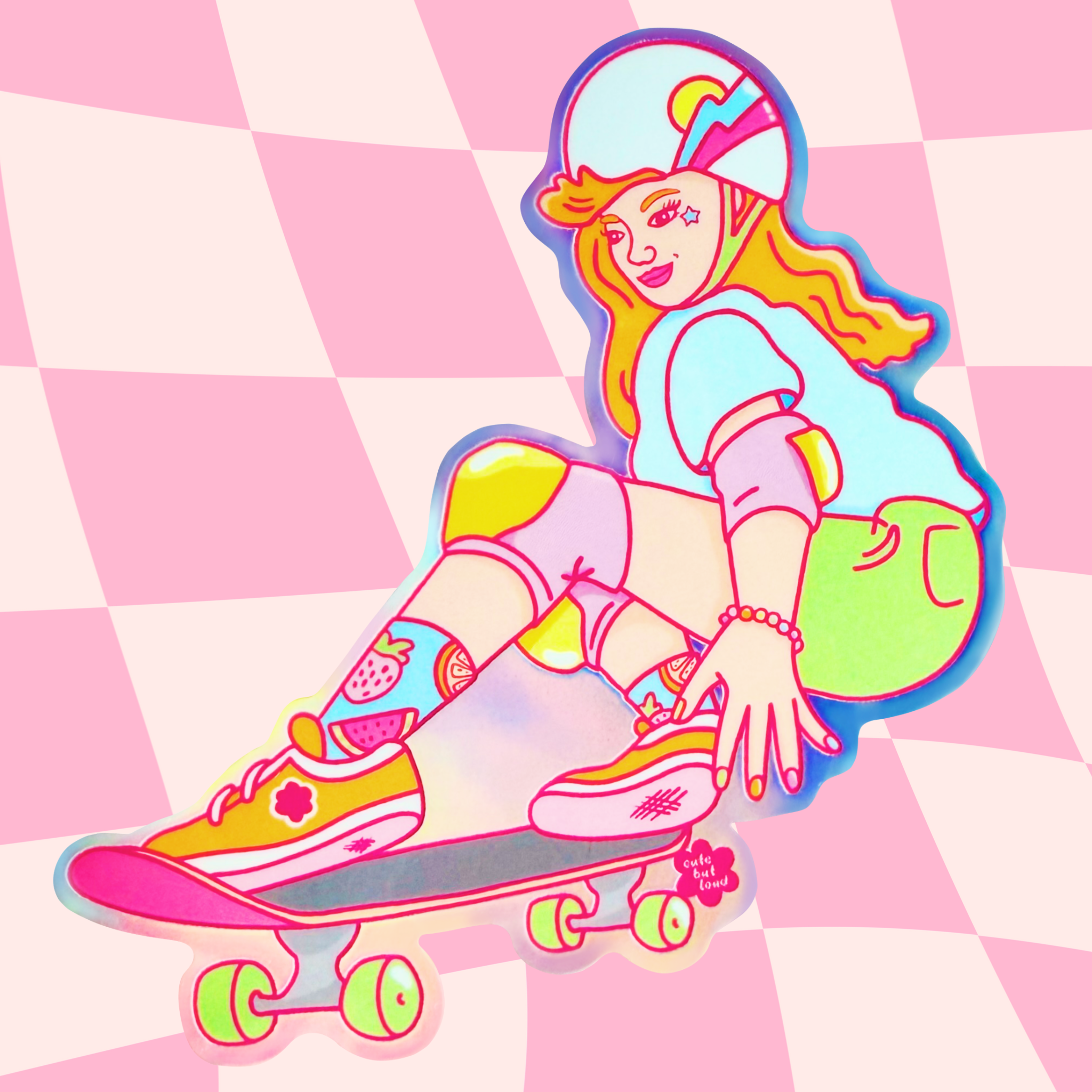 Holographic Sticker Skater Babe