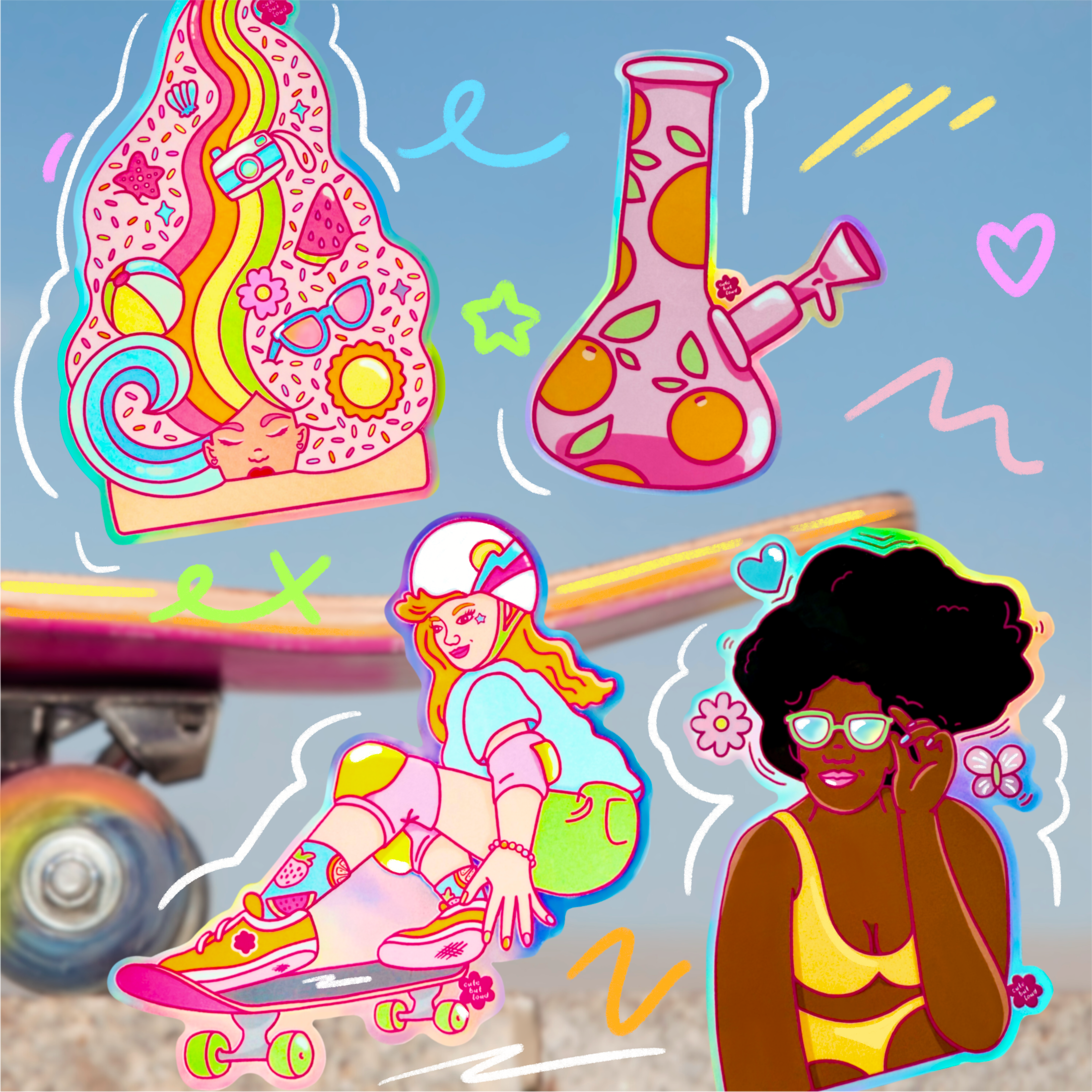 Holographic Sticker Ice Cream Swirl