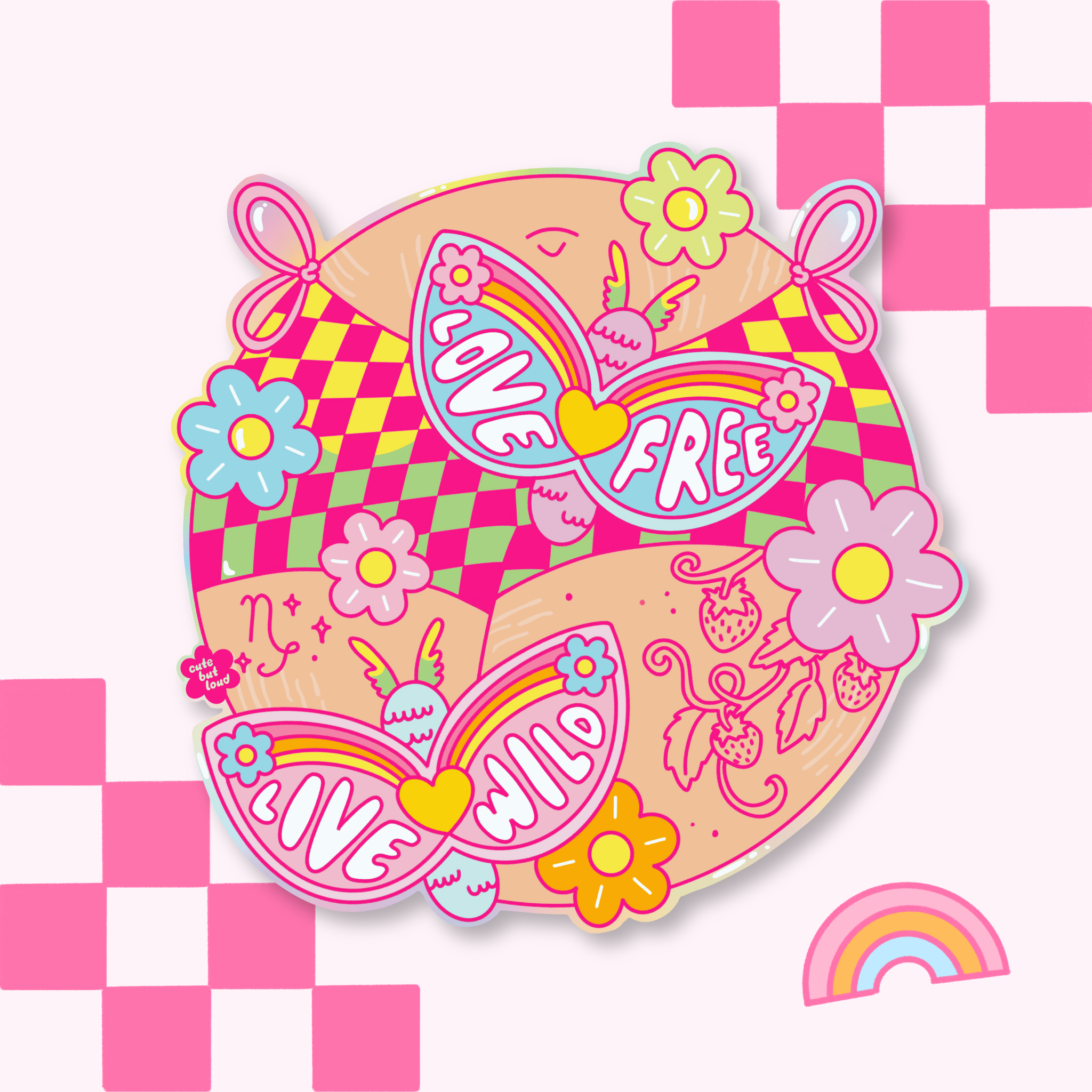 Live Wild Love Free Sticker Holographic