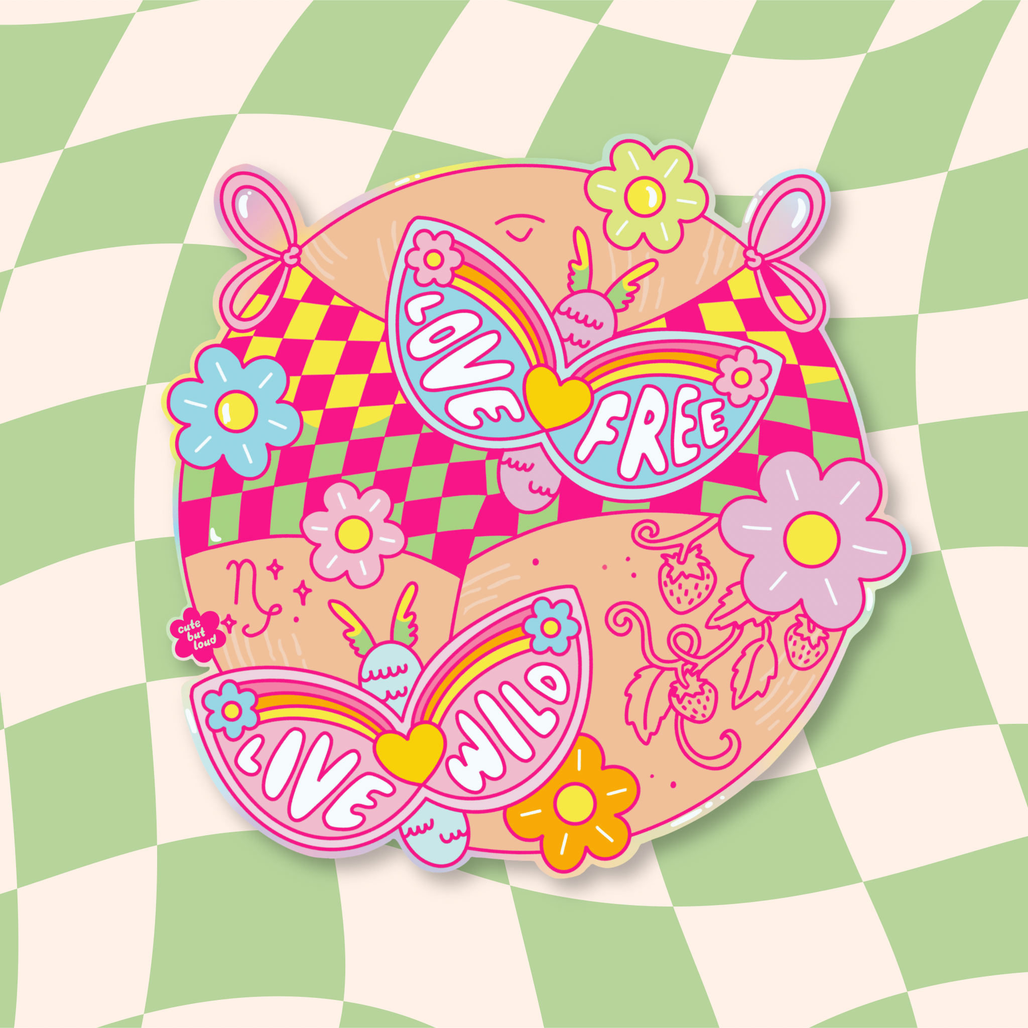 Live Wild Love Free Sticker Holographic