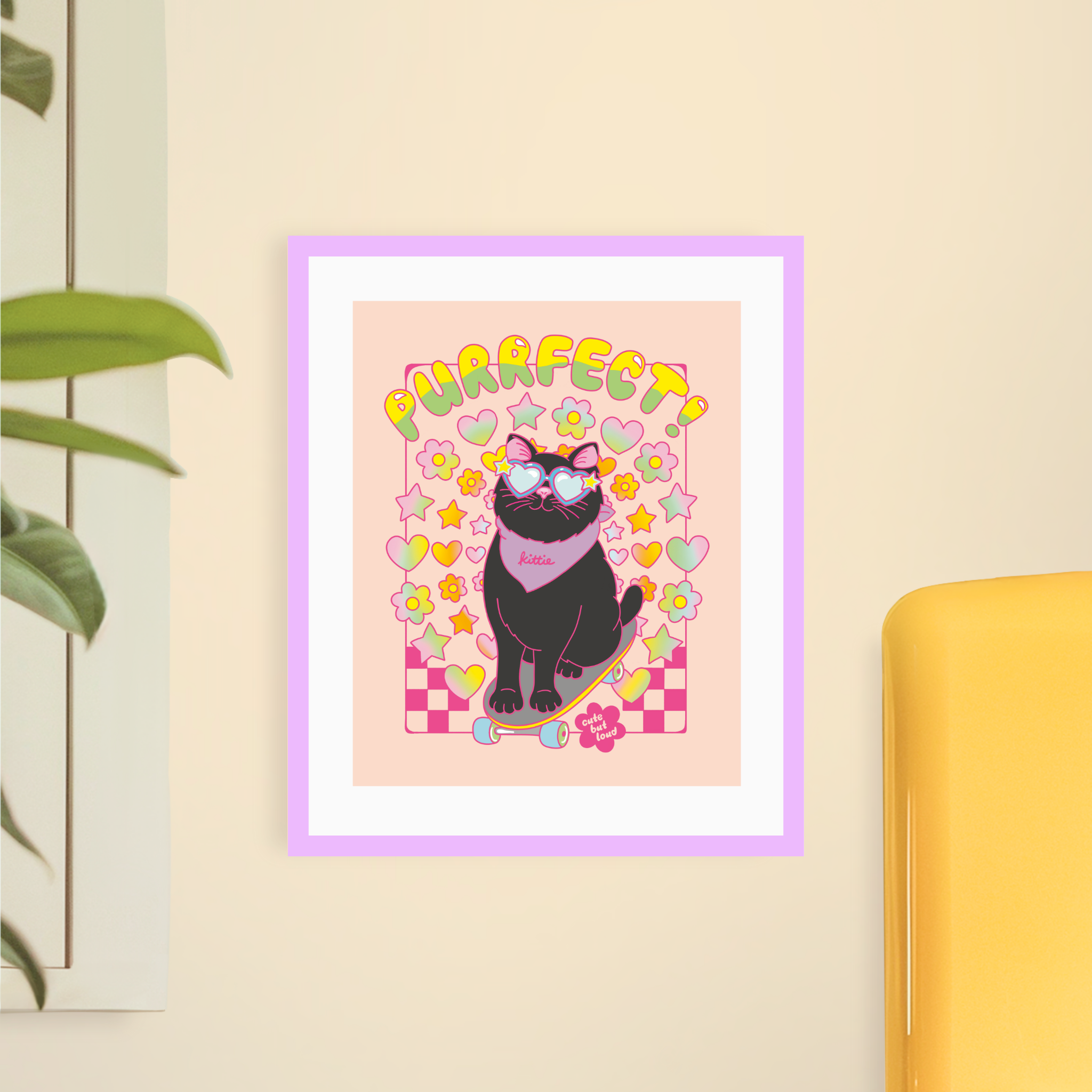Skateboarding Cat Art Print