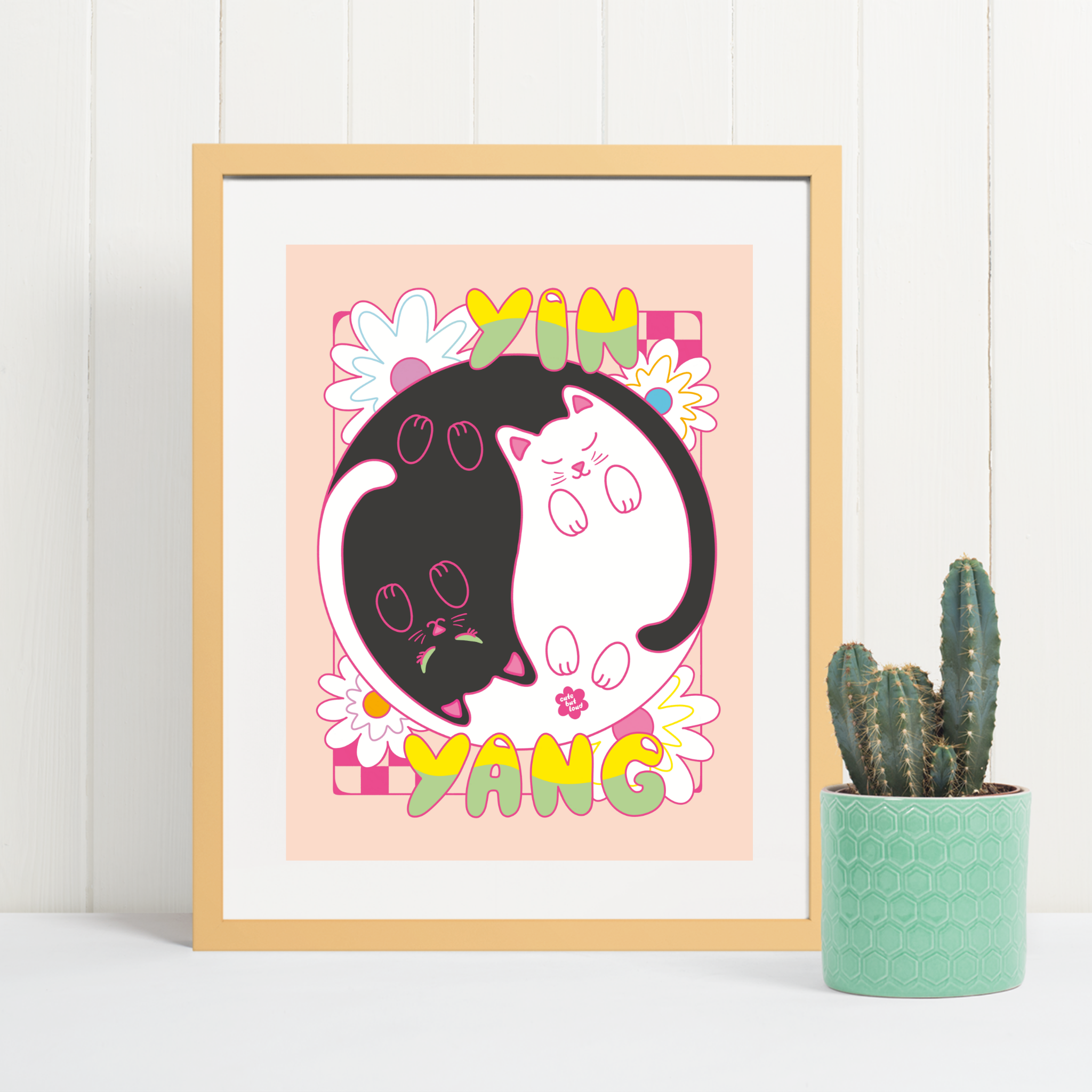 Yin Yang Kitties Art Print