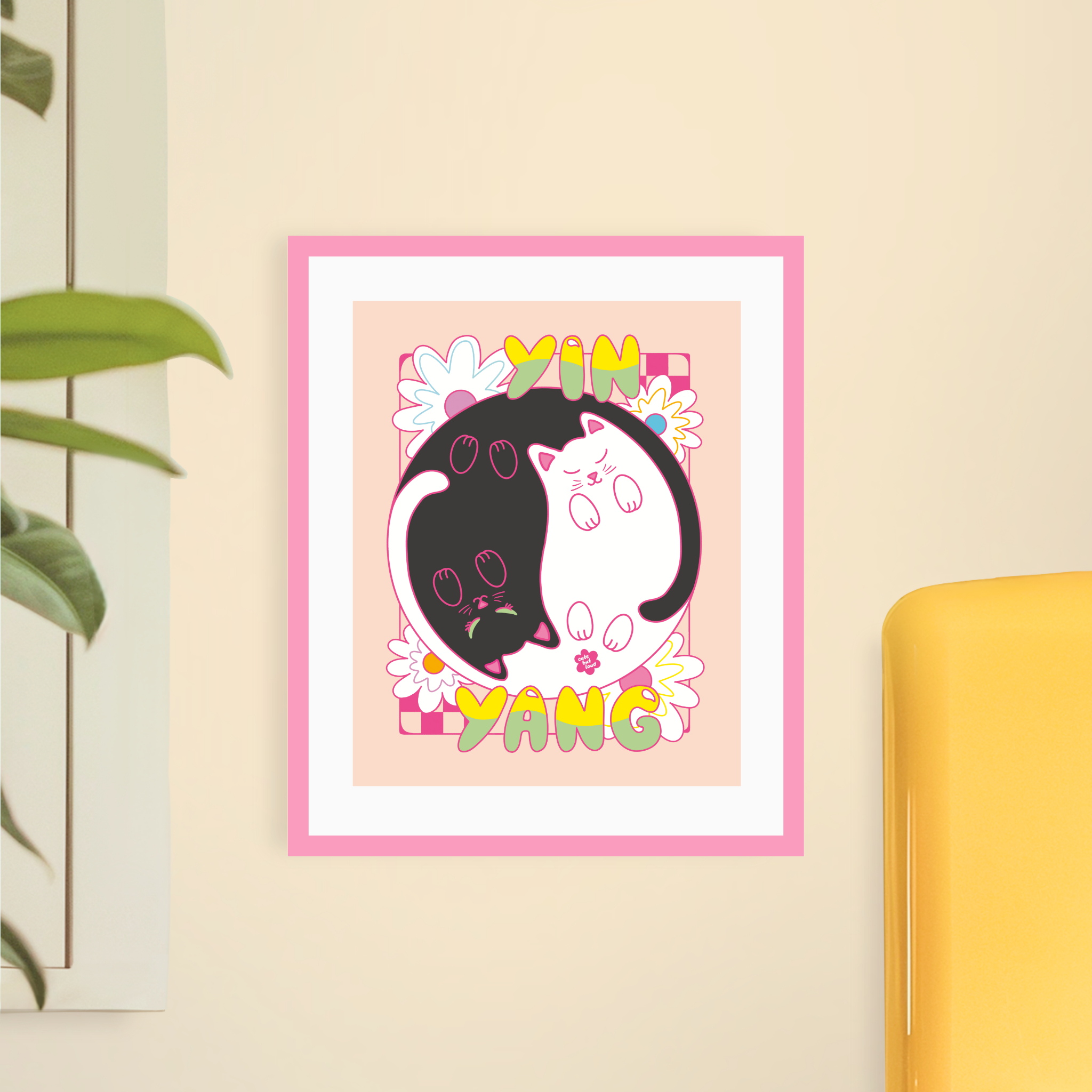 Yin Yang Kitties Art Print