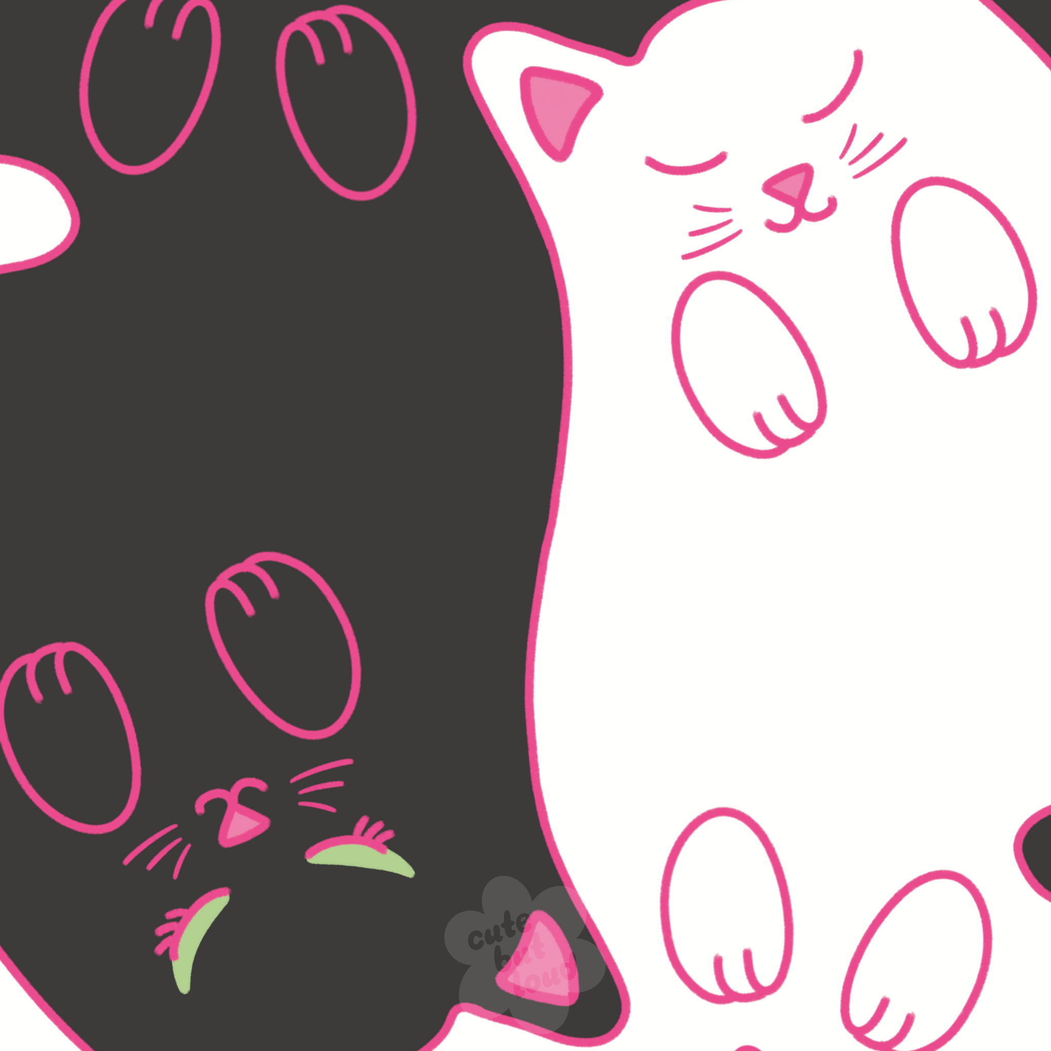 Yin Yang Kitties Art Print
