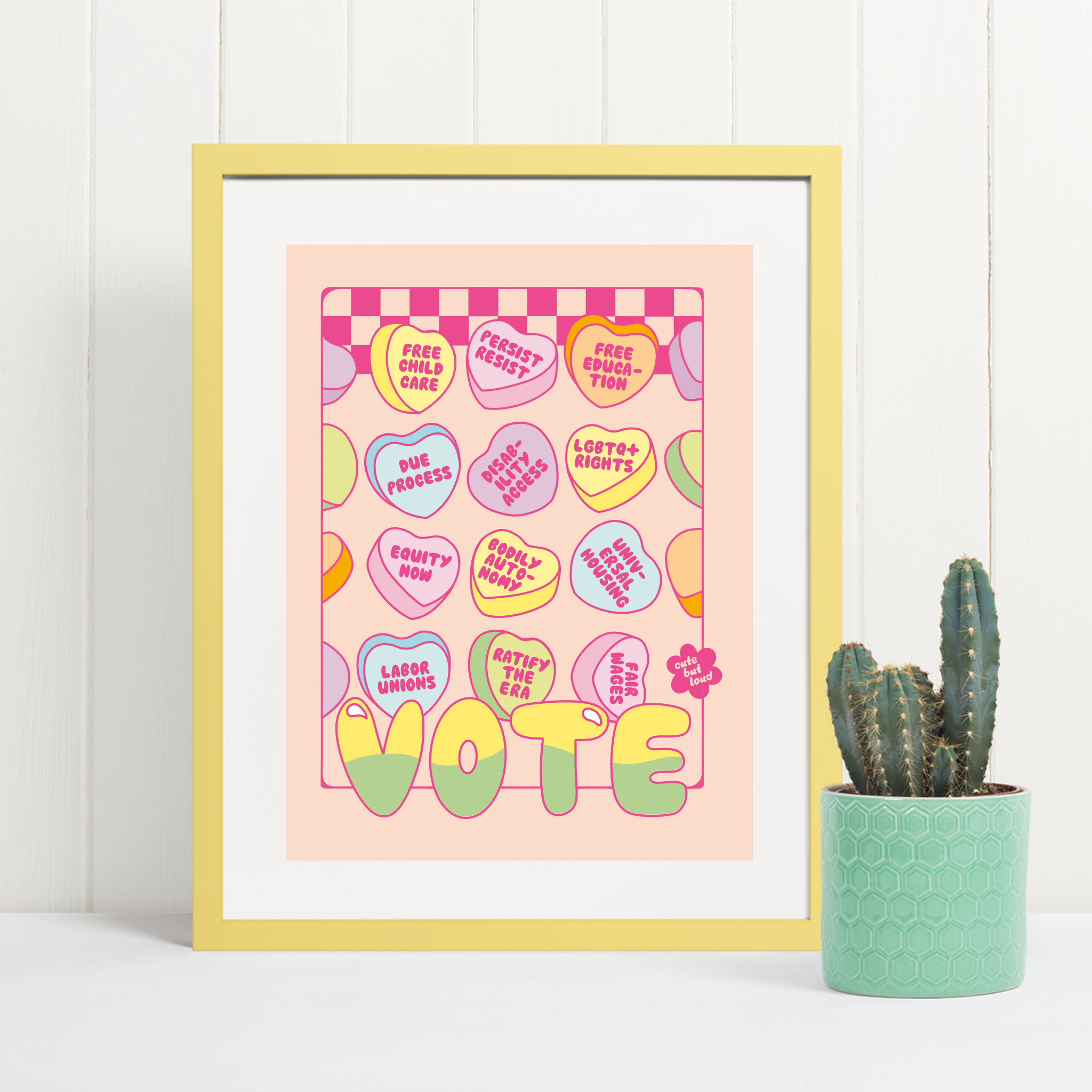 Candy Hearts Art Print