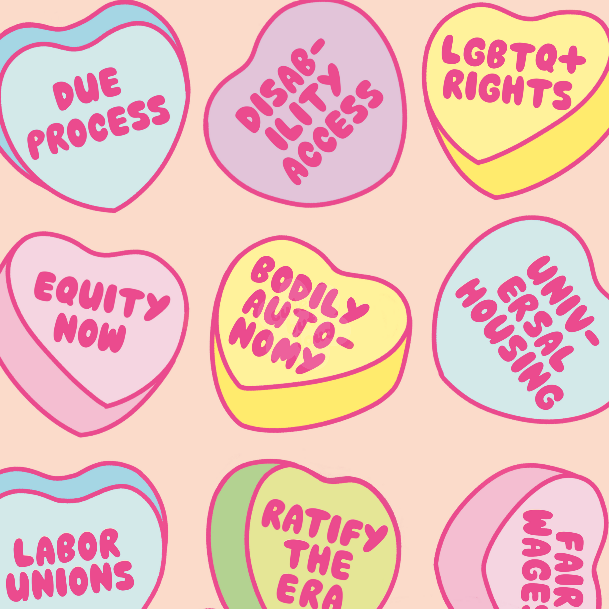 Candy Hearts Art Print